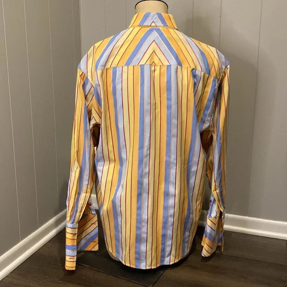 Attitude Soho Large Button Down Dress Shirt Stripes with Hidden Buttons - Picture 6 of 8